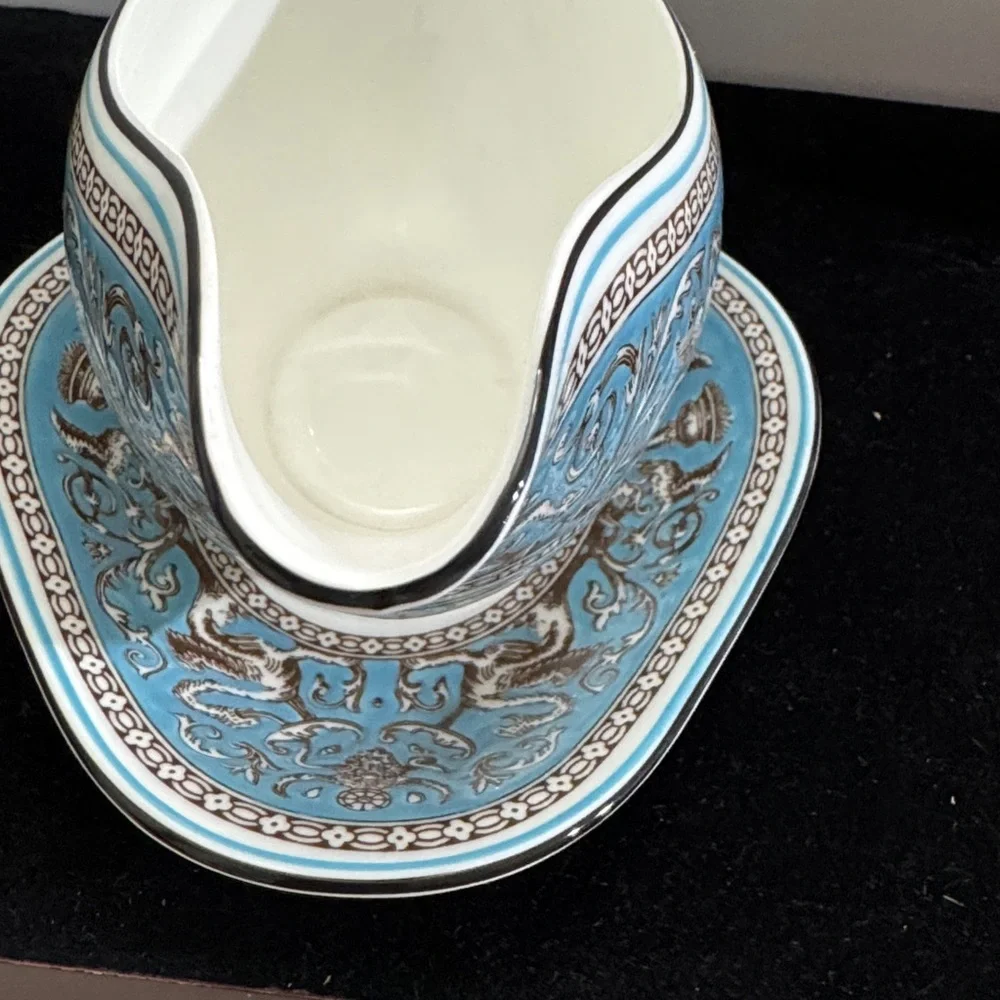 Wedgwood Turquoise Florentine Bone China Gravy Bowl. One piece